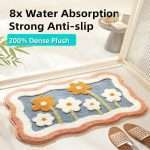 Bath Mat – Super Absorbent Microfiber Rug with Non-Slip Backing for Bathroom & Shower Use