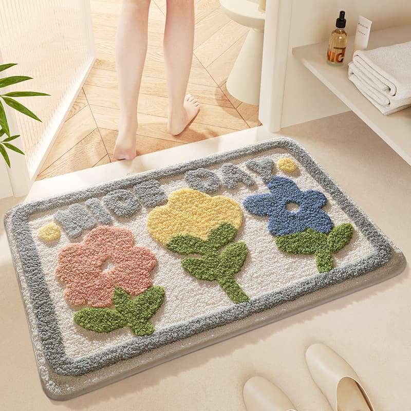 Bath Mat – Super Absorbent Microfiber Rug with Non-Slip Backing for Bathroom & Shower Use