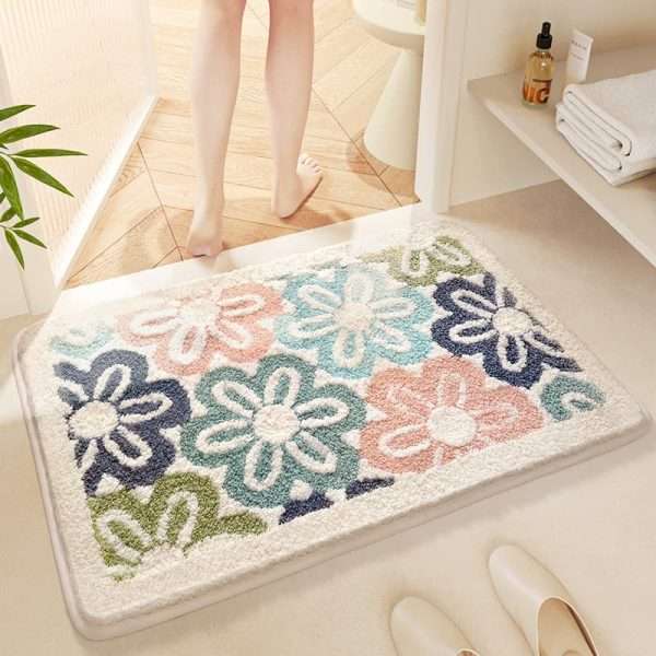 Bath Mat – Super Absorbent Microfiber Rug with Non-Slip Backing for Bathroom & Shower Use