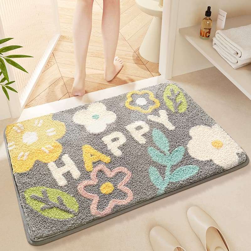 Bath Mat – Super Absorbent Microfiber Rug with Non-Slip Backing for Bathroom & Shower Use