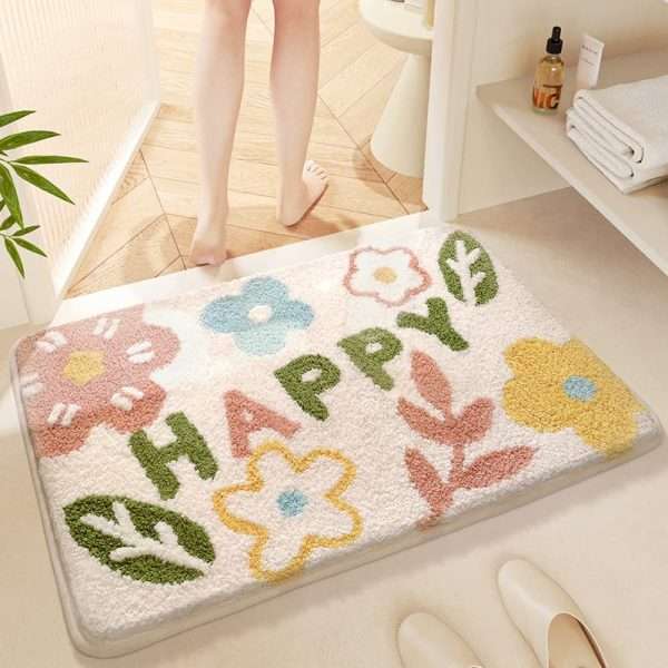Bath Mat – Super Absorbent Microfiber Rug with Non-Slip Backing for Bathroom & Shower Use
