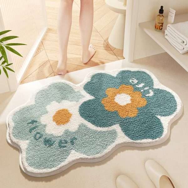 Bath Mat – Super Absorbent Microfiber Rug with Non-Slip Backing for Bathroom & Shower Use