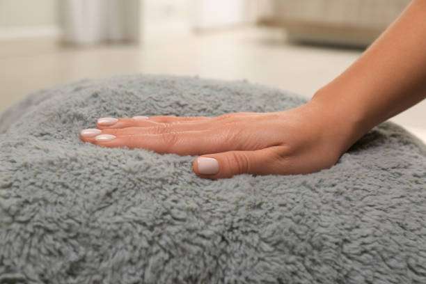 Abstract close-up photograph showcasing a bath mat