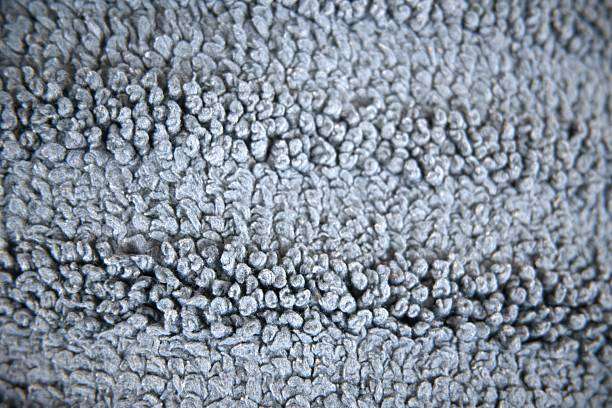 Close-up of a soft, absorbent grey micro-loop texture, ideal for a comfortable bath mat.